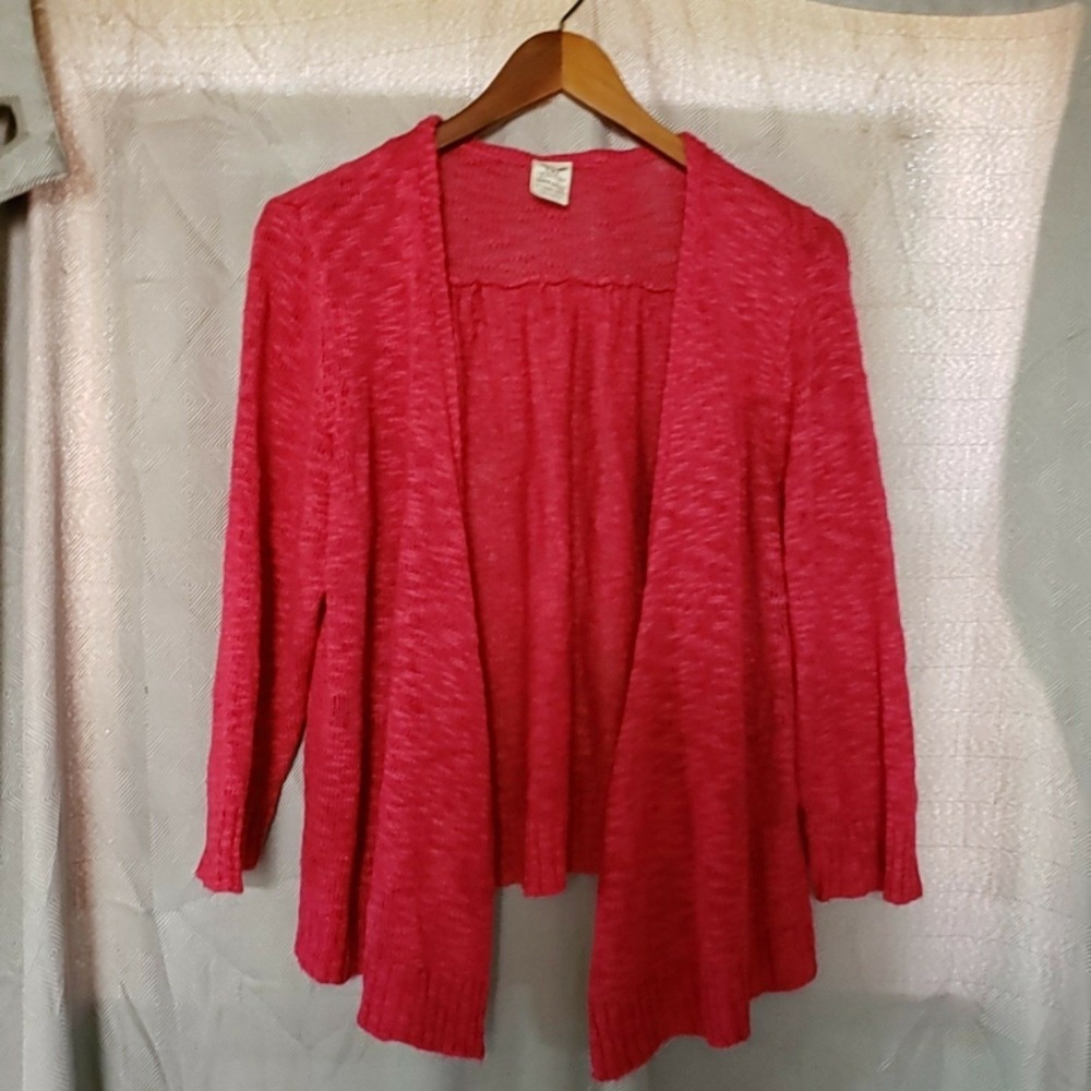 Faded Glory Cardigan Sweater Womens Plus 2X Pink V Neck Open Front Knit
